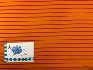 French Terry gestreift, orange/pink