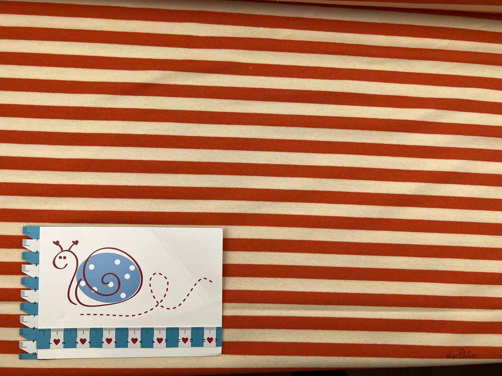 French Terry Summer Stripes, orange/natur