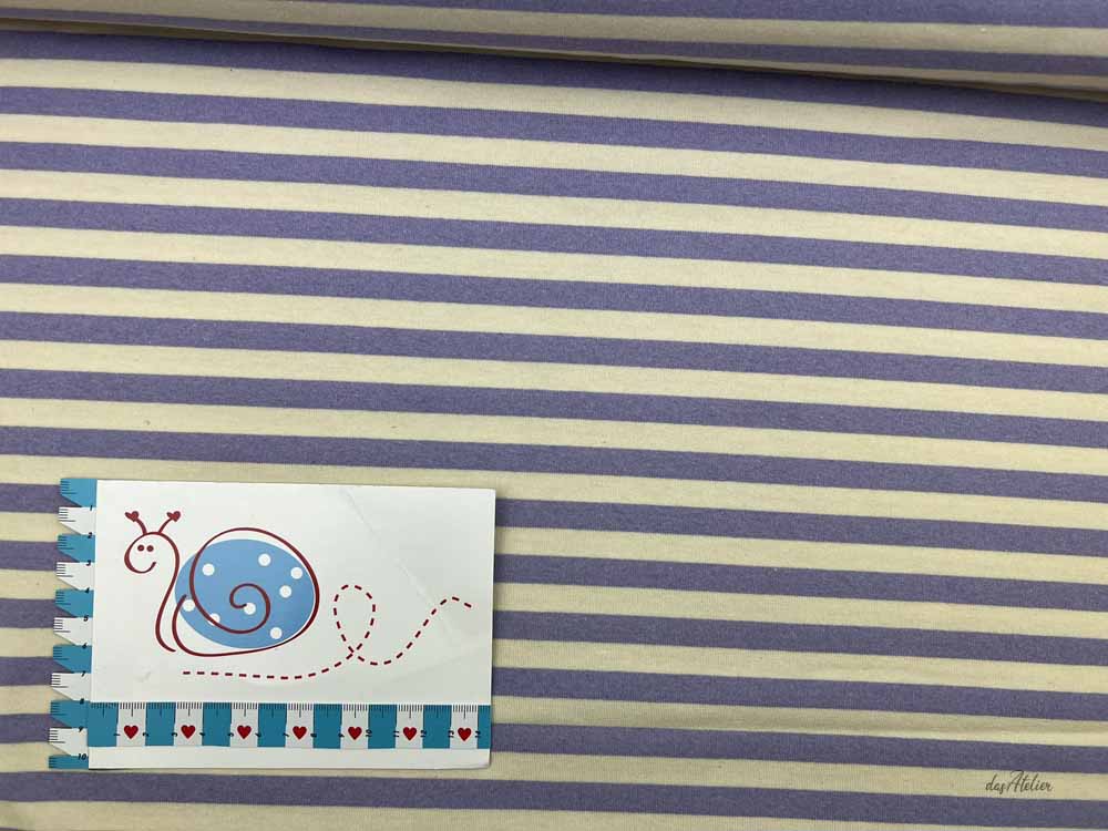 French Terry Summer Stripes, flieder/natur