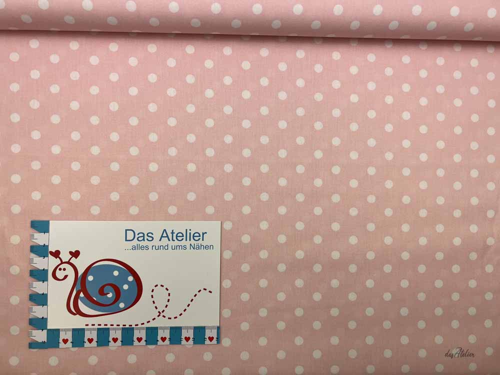BW-Druckstoff Tupfen, rosa/weiss