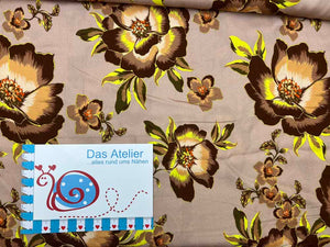 Viscose Druckstoff, braun/gelb