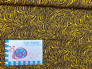 Viscose Druckstoff Tiger, braun/gelb