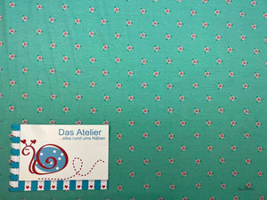 BW-Jersey Blümchen, mint/pink