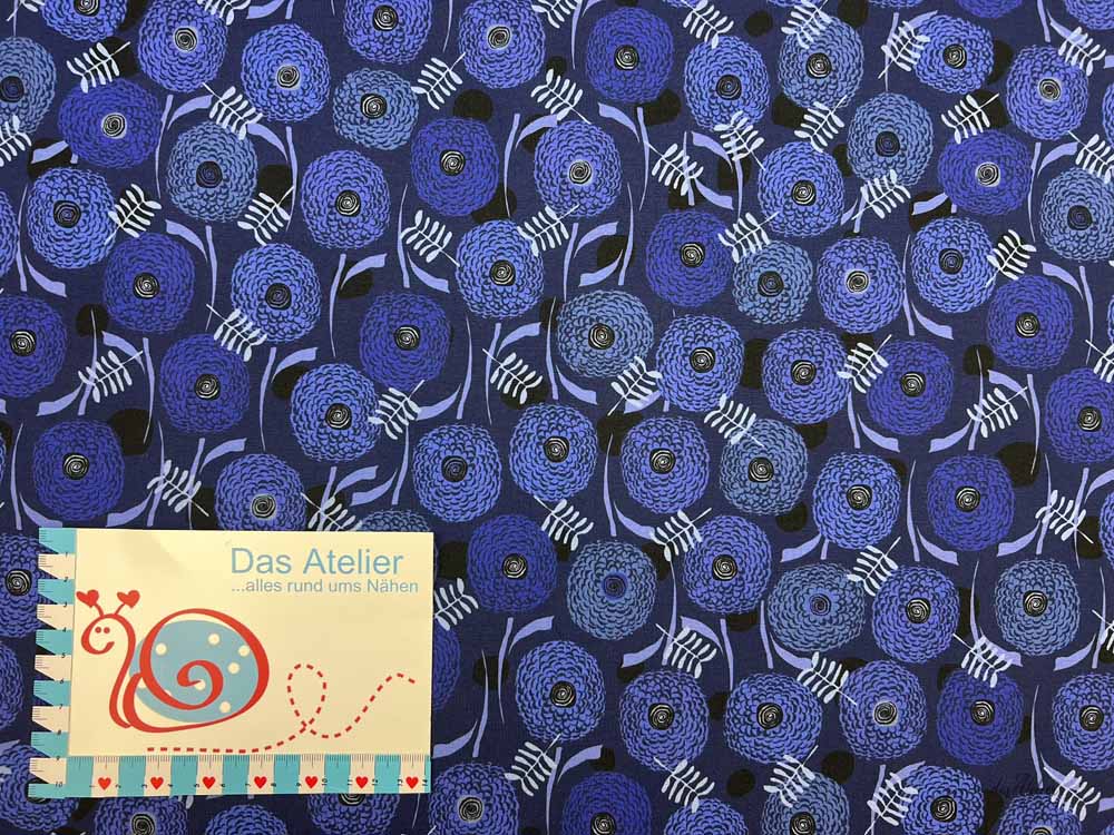 BW-Jersey Blumen,  blau
