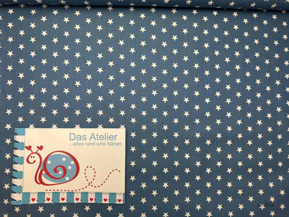 BW-Druckstoff Petit Stars, jeansblau