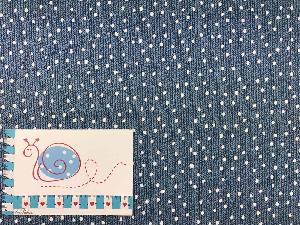French Terry Strickoptik, blau/weiss