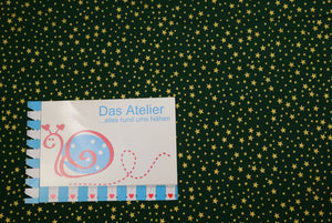 BW-Druckstoff Weihnachten Sterne, grün/gold