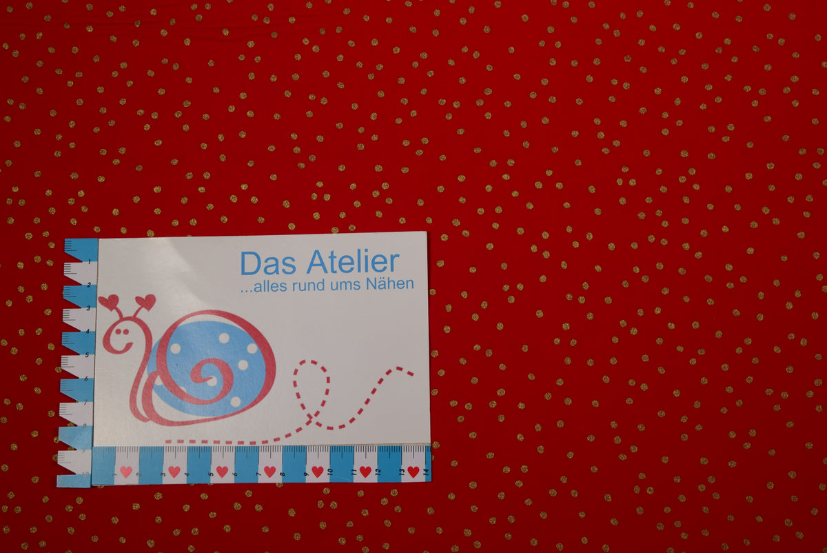 BW-Druckstoff Weihnachten Tupfen, rot/gold