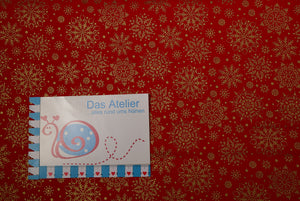 BW-Druckstoff Weihnachten Sterne, rot/gold