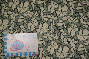 Viscose Druckstoff Blüten, grün/natur
